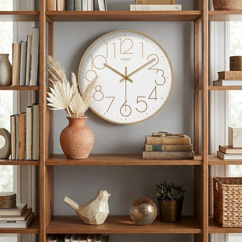 Wandklok Stil Uurwerk Minimalistisch Glas ABS Zwart Wit Goud Scandinavisch Modern Interieur 25 30 35 cm