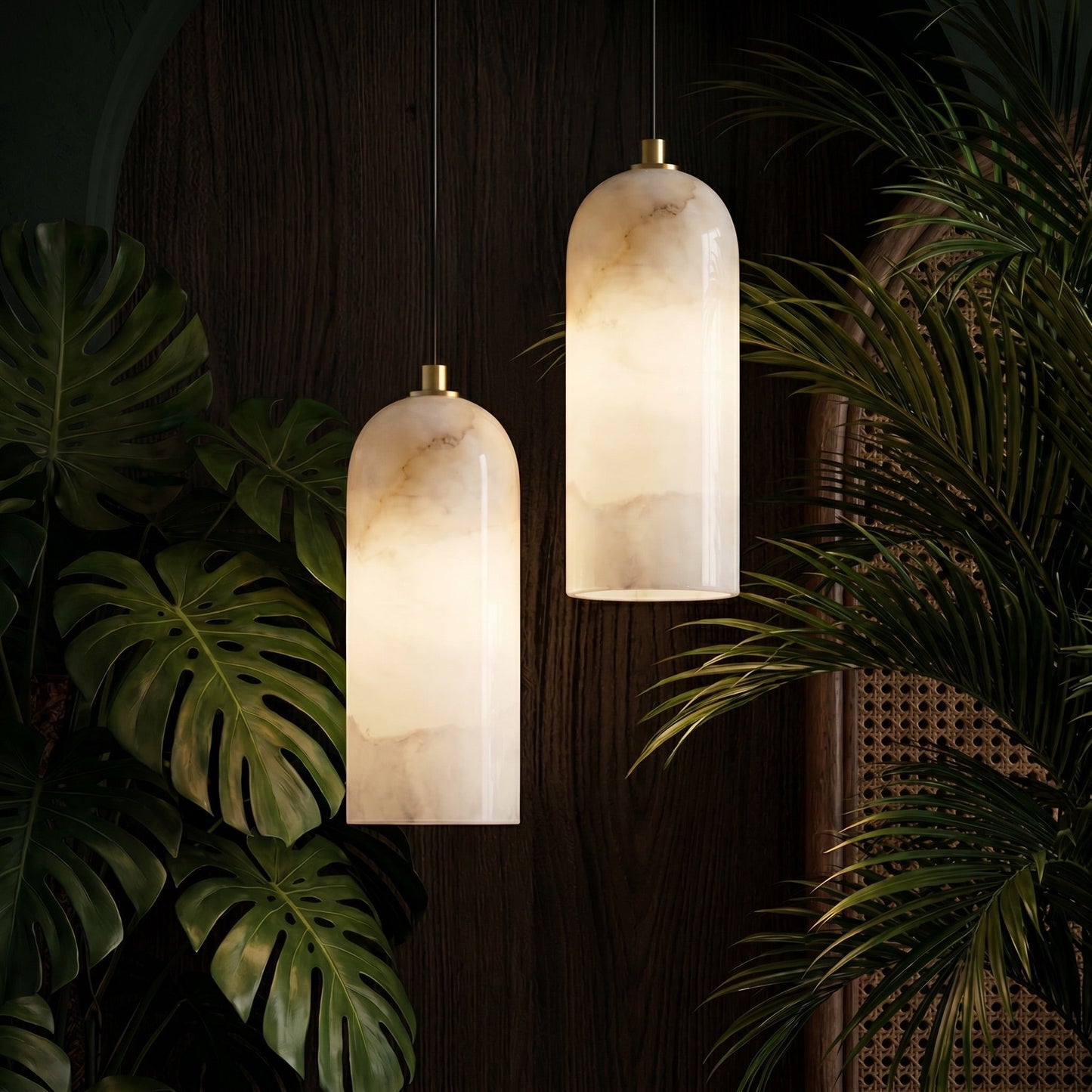 Marmeren Hanglamp met Koperen Afwerking – Moderne Scandinavische Verlichting