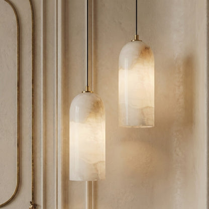 Marmeren Hanglamp met Koperen Afwerking – Moderne Scandinavische Verlichting