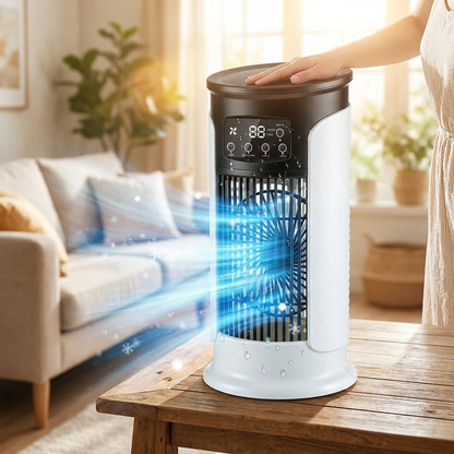 3-in-1 Torenventilator Aircoeler Stille Bediening 6 Snelheden Bevochtigingsfunctie LED Sfeerverlichting Compacte Ruimtekoeling Slaapkamer Kantoor Woonkamer