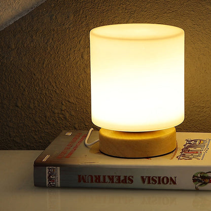 Glazen Tafellamp met Rubberen Houtvoet 360° Verlichting Sfeervol Nachtlampje Modern Design Accent