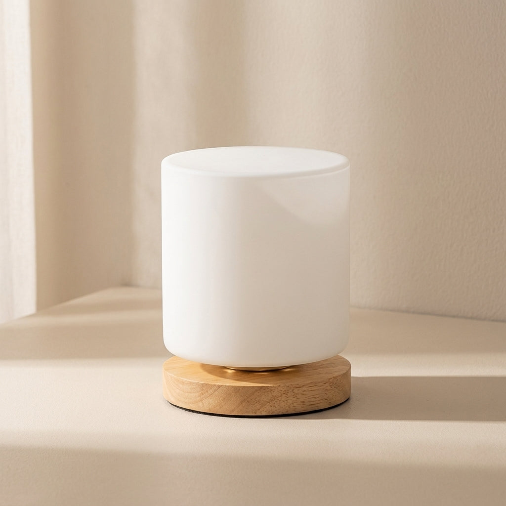 Glazen Tafellamp met Rubberen Houtvoet 360° Verlichting Sfeervol Nachtlampje Modern Design Accent