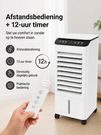 Draagbare Mobiele Aircooler 3-in-1 met 7L Watertank en Afstandsbediening – Energiezuinige Luchtbevochtiger met Timer voor Thuis en Kantoor