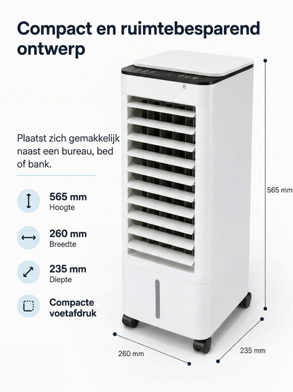 Draagbare Mobiele Aircooler 3-in-1 met 7L Watertank en Afstandsbediening – Energiezuinige Luchtbevochtiger met Timer voor Thuis en Kantoor