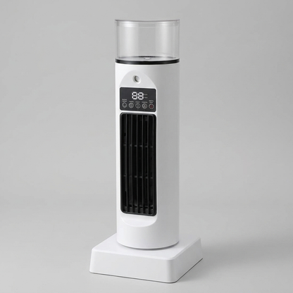 Compacte Bureaukoeler met Luchtbevochtiger 6 Snelheden USB-Ventilator Bladloos Torenmodel LED Kantoor