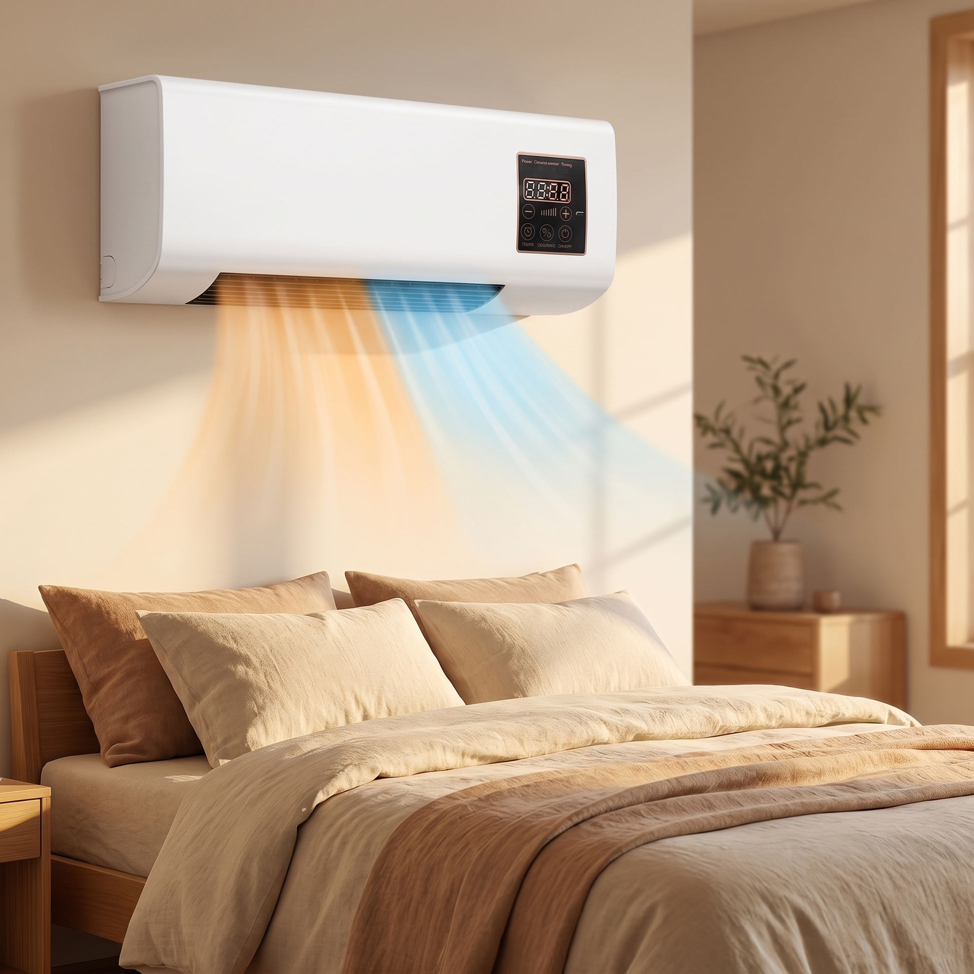 Wandairco slaapkamer 4-in-1 klimaatunit gemonteerd boven het bed