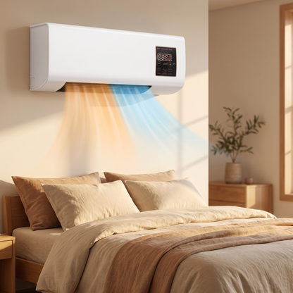 Wandairco slaapkamer 4-in-1 klimaatunit gemonteerd boven het bed