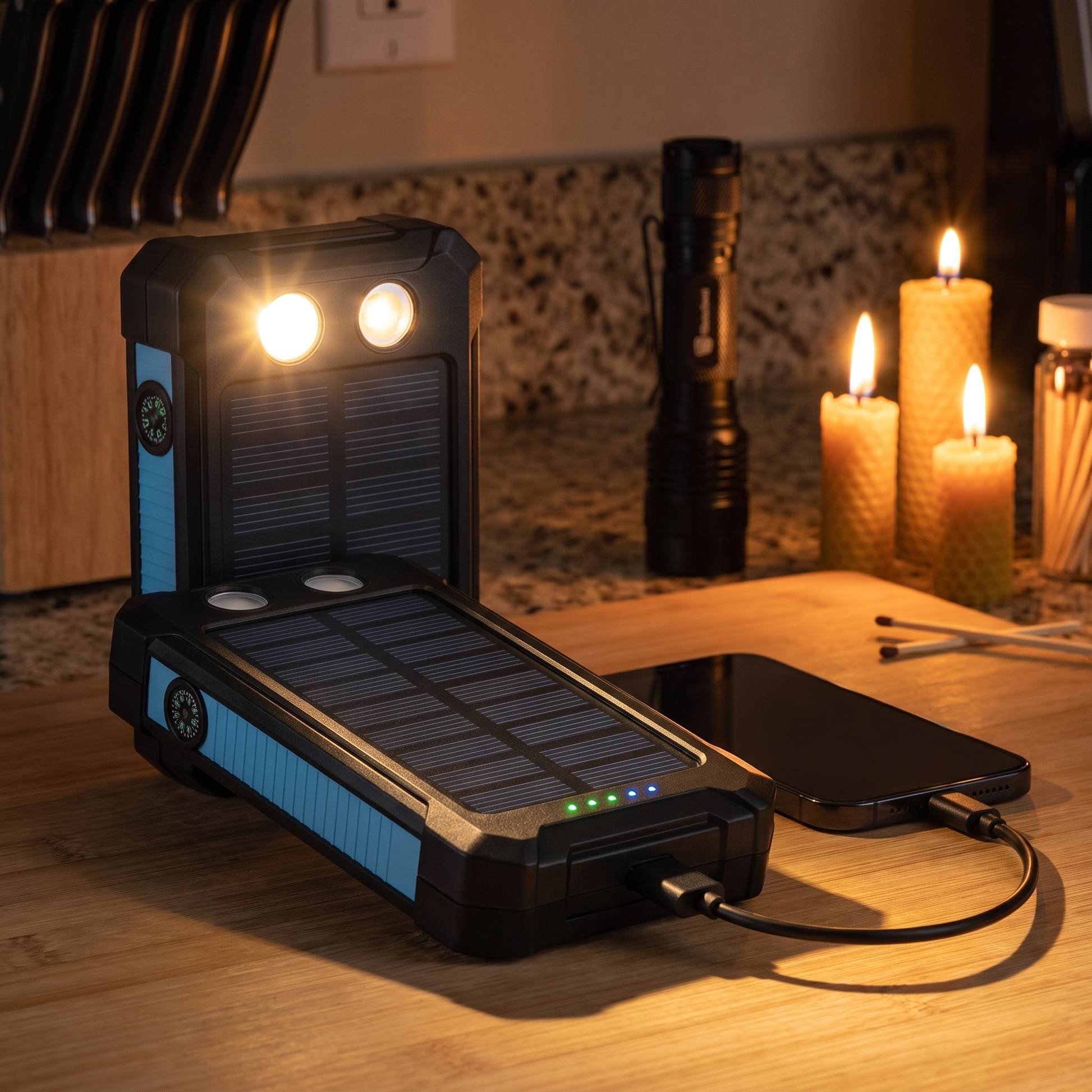 Powerbank zonnepaneel noodstroom 500000mAh waterdicht met LED-zaklamp