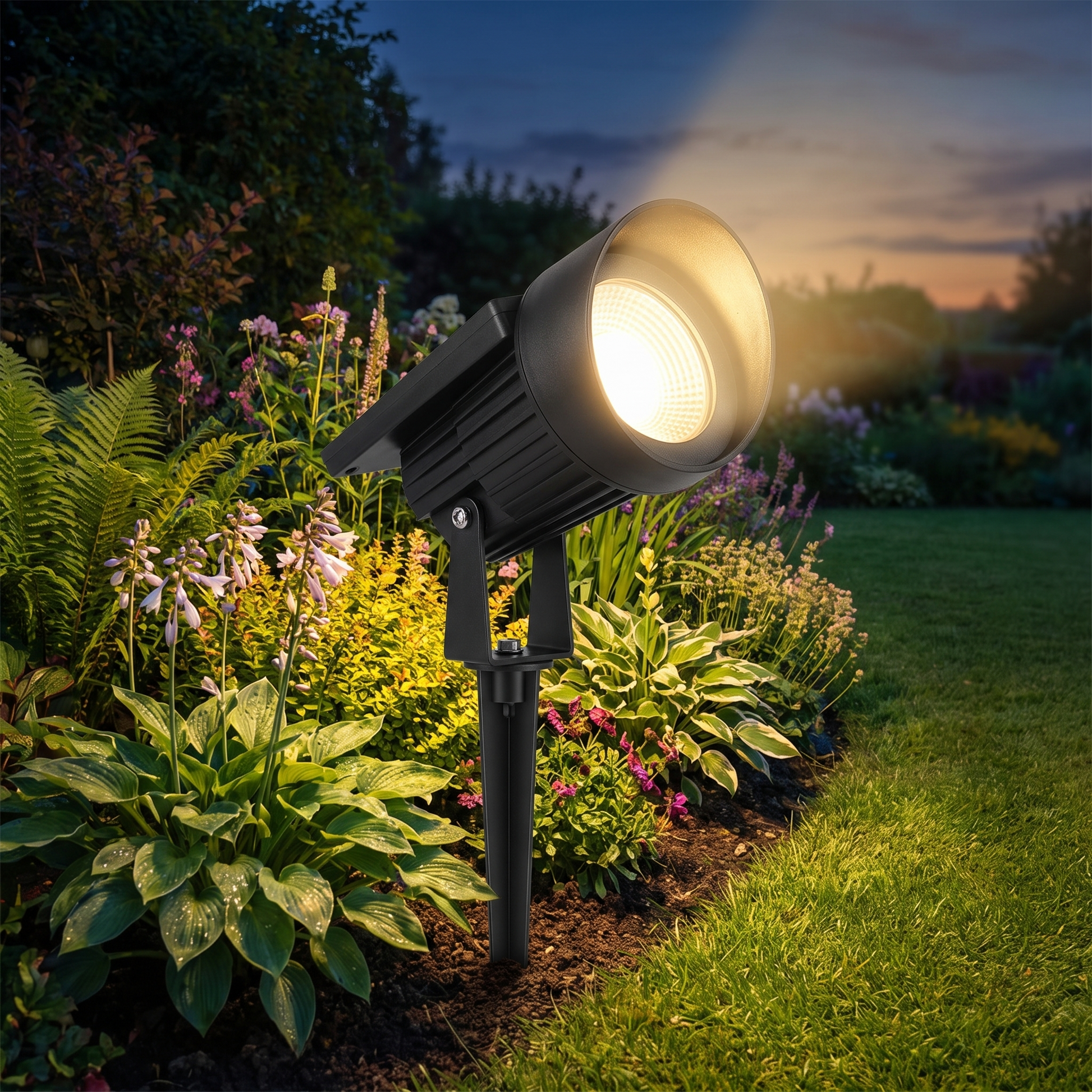 Solar grondspot LED gazon en borders IP65 warmwit