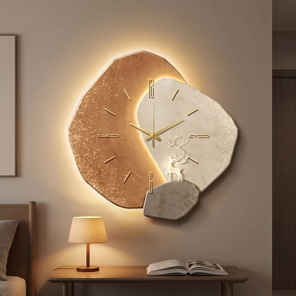 Stille wandklok slaapkamer hout LED quartz uurwerk