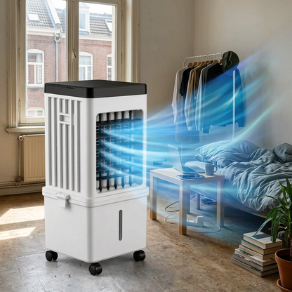 Mobiele Luchtkoeler Zonder Slang Waterbak Verrijdbaar 3 Standen Zwenkfunctie Slaapkamer Woonkamer Draagbaar Airco Alternatief