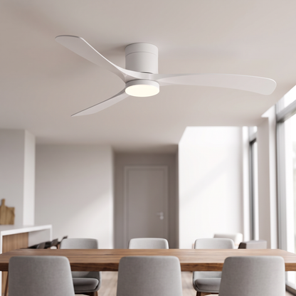 Plafondventilator 142 cm met LED boven eettafel
