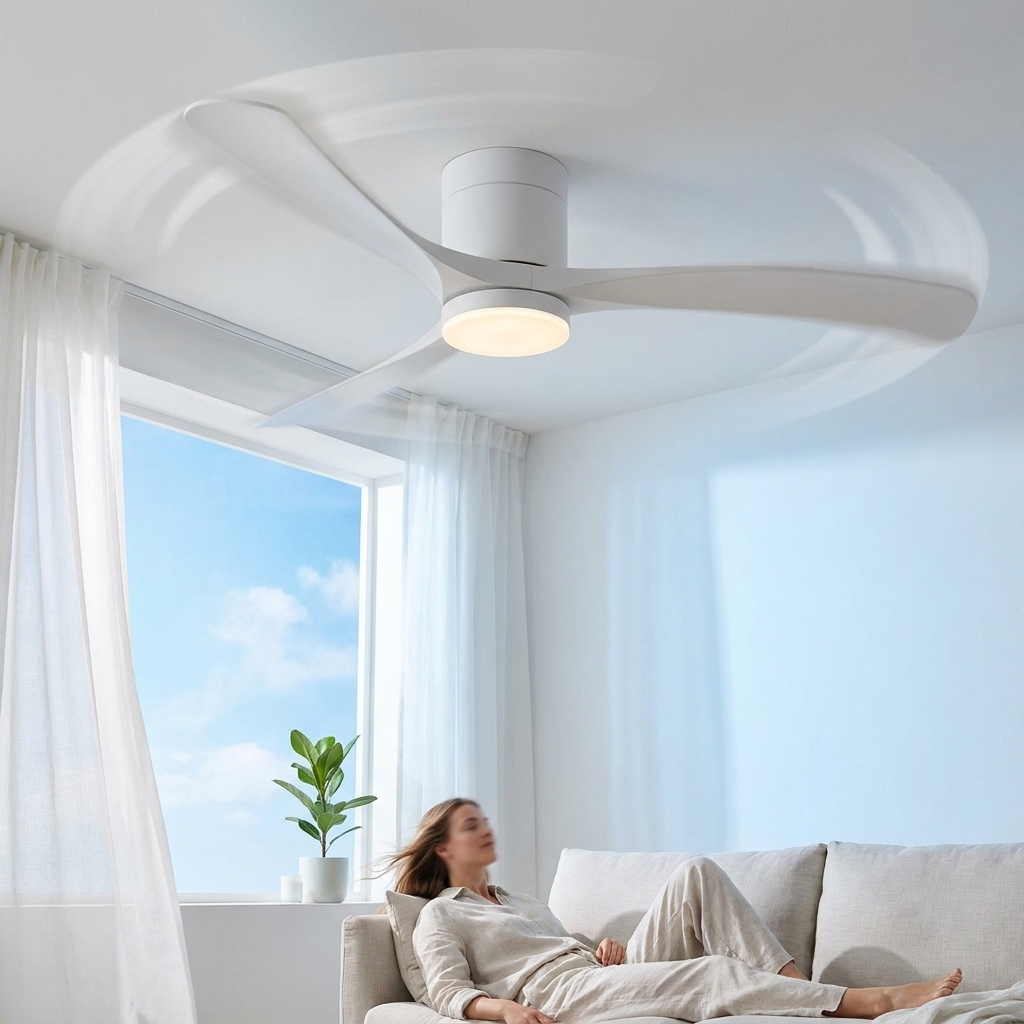 Plafondventilator met Lamp 142 cm – Stille Plafondlamp met Ventilator, LED 2400 Lumen, 6 Snelheden, Omkeerbaar, Wit of Zwart
