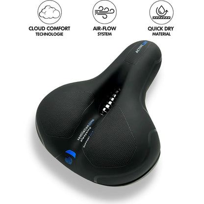 Fietszadel Met Geldemping Ergonomisch Comfort Zwart Voor Lange Ritten Ademend Waterdicht