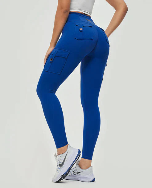 Elastische Hoge Taille Cargo Broek voor Dames