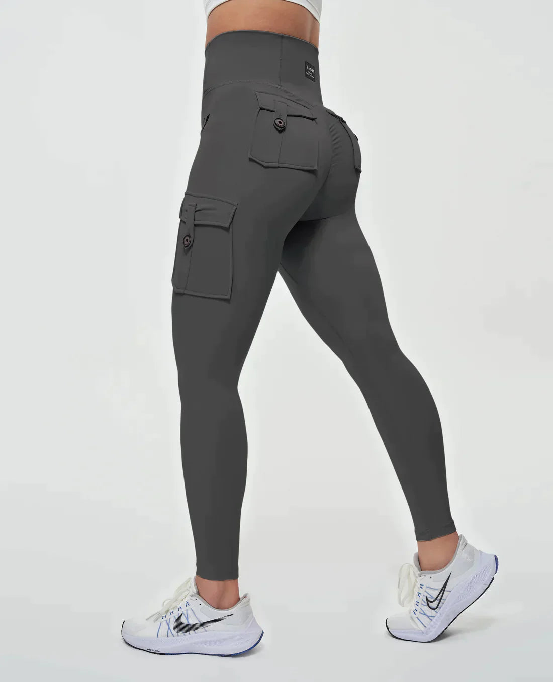 Elastische Hoge Taille Cargo Broek voor Dames