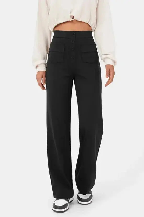 Wijde Broek Hoge Taille Met Voorzakken Comfortabel