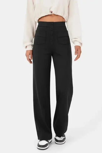 Wijde Broek Hoge Taille Met Voorzakken Comfortabel