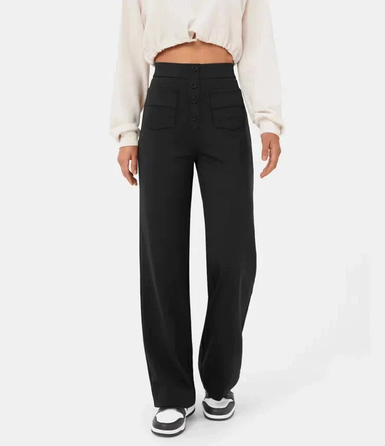 Elastische Broek Hoog Getailleerd Comfortabele Casual Stijl