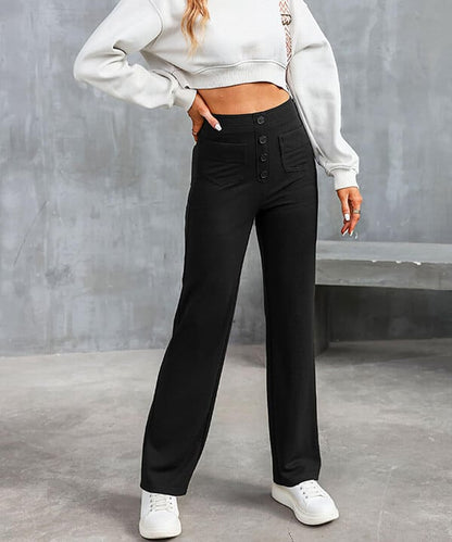 Elastische Broek Hoog Getailleerd Comfortabele Casual Stijl