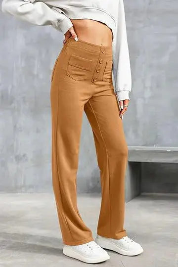 Wijde Broek Hoge Taille Met Voorzakken Comfortabel