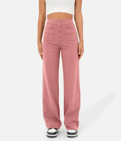 Elastische High Waisted Broek voor Vrouwelijk Comfort
