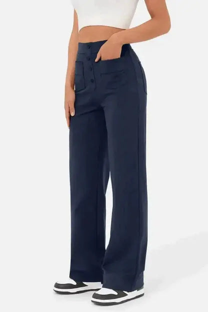 Wijde Broek Hoge Taille Met Voorzakken Comfortabel