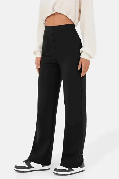 Wijde Broek Hoge Taille Met Voorzakken Comfortabel