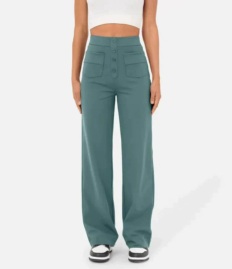 Elastische High Waisted Broek voor Vrouwelijk Comfort - StudioMarella
