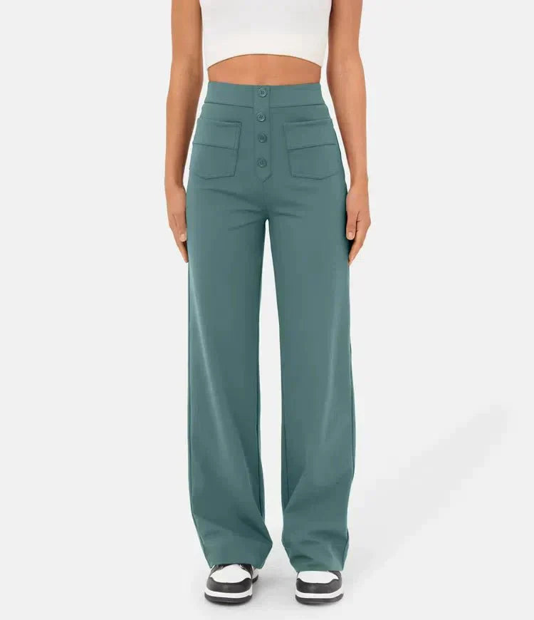 Elastische Broek Hoog Getailleerd Comfortabele Casual Stijl
