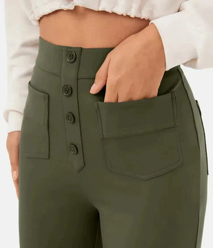 Elastische High Waisted Broek voor Vrouwelijk Comfort
