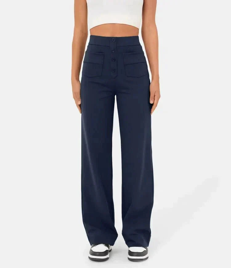 Hoge Taille Elastische Broek voor Vrouw Casual Fit