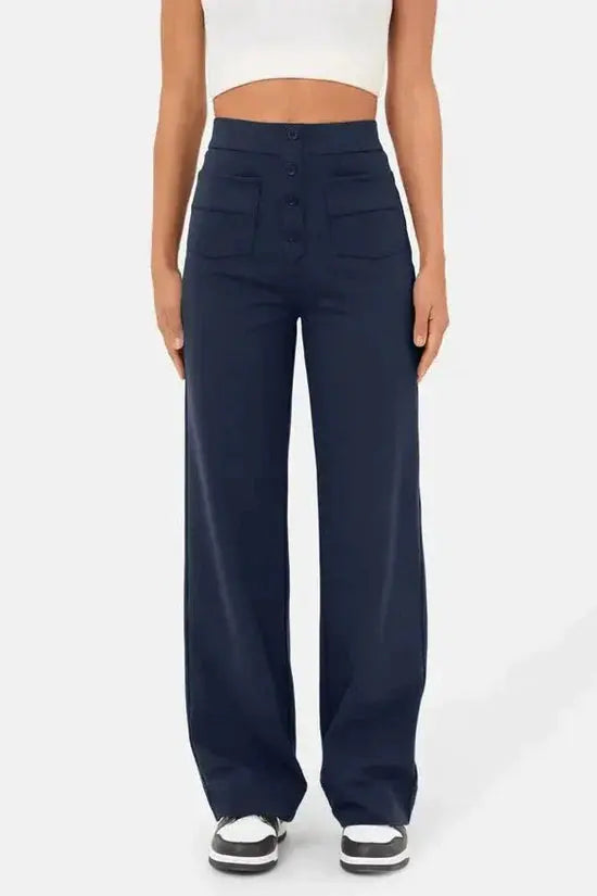 Wijde Broek Hoge Taille Met Voorzakken Comfortabel - StudioMarella