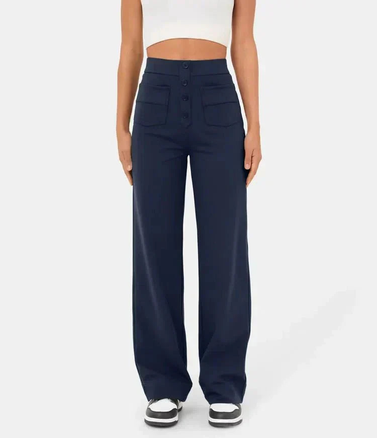 Elastische Broek Hoog Getailleerd Comfortabele Casual Stijl