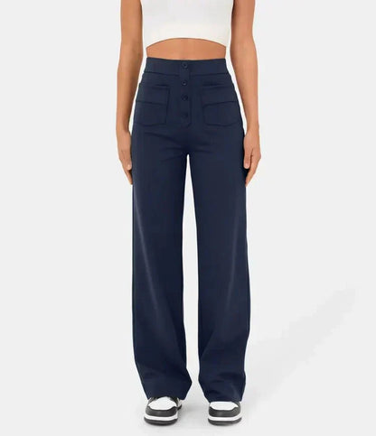 Elastische Broek Hoog Getailleerd Comfortabele Casual Stijl