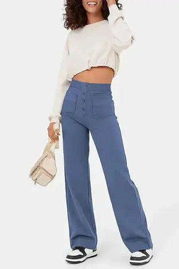 Wijde Broek Hoge Taille Met Voorzakken Comfortabel