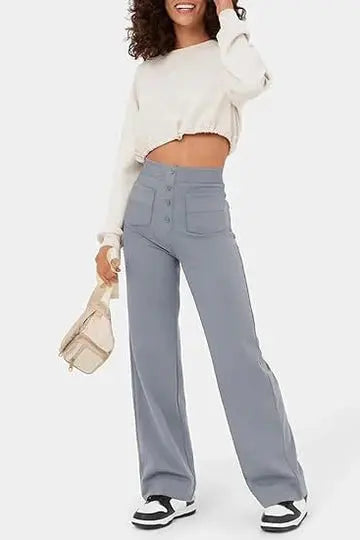 Wijde Broek Hoge Taille Met Voorzakken Comfortabel