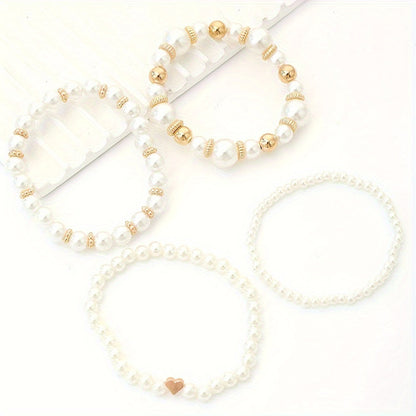 Kunstparel Set 4 Delig met Halsband en Oorbellen