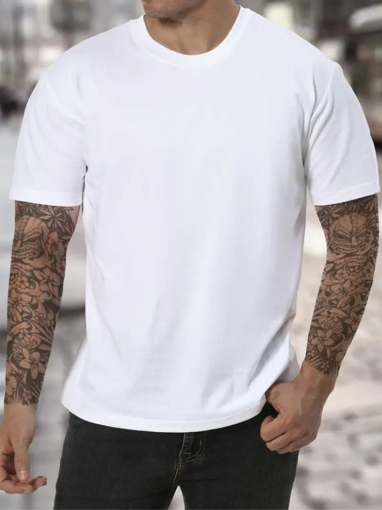 Mannen T-Shirt Hoge Hals Comfortabel Casual - StudioMarella