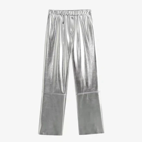 Vrouwelijke Broek met Vossenprint Zilveren Kleur - StudioMarella