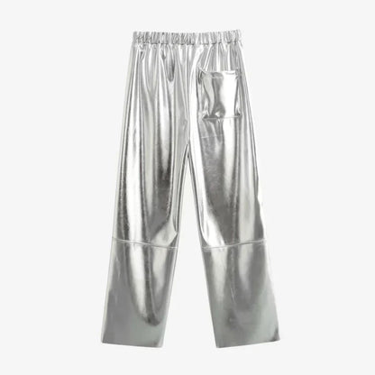 Vrouwelijke Broek met Vossenprint Zilveren Kleur