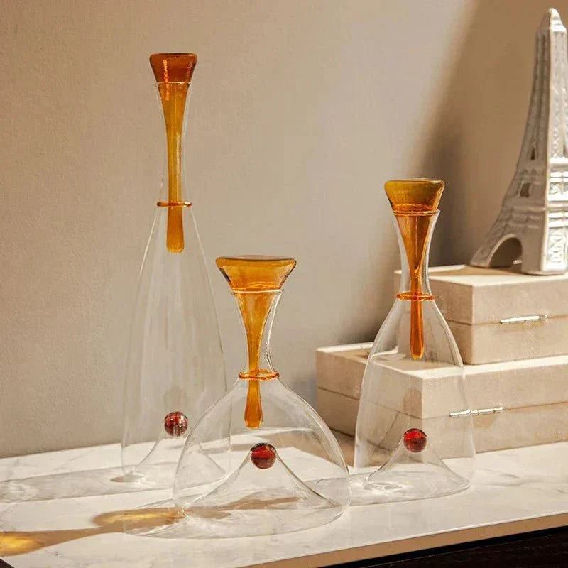 Glazen Karaf Mondgeblazen Decoratieve Stop Amber Blauw Loodvrij Vaatwasmachinebestendig Eettafel Woonkamer