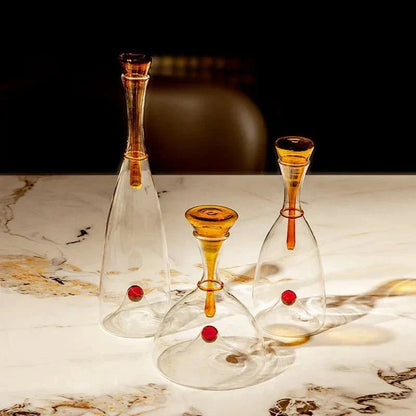 Glazen Karaf Mondgeblazen Decoratieve Stop Amber Blauw Loodvrij Vaatwasmachinebestendig Eettafel Woonkamer