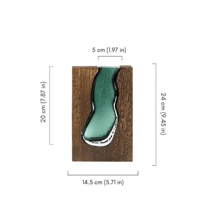 Houten Vaas Met Glazen Inzet Voor Bloemen En Woondecoratie