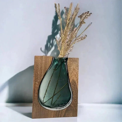 Houten Vaas Met Glazen Inzet Voor Bloemen En Woondecoratie