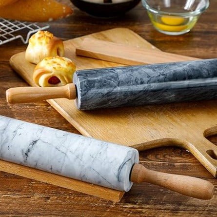 Marmeren Deegroller Met Houten Handgrepen Voor Bakken En Patisserie