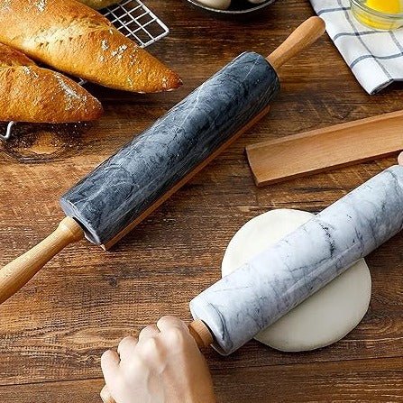 Marmeren Deegroller Met Houten Handgrepen Voor Bakken En Patisserie