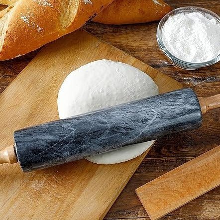Marmeren Deegroller Met Houten Handgrepen Voor Bakken En Patisserie