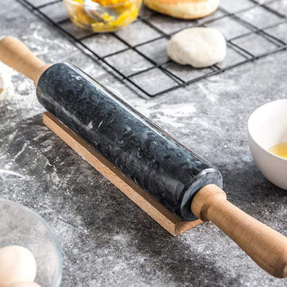 Marmeren Deegroller Met Houten Handgrepen Voor Bakken En Patisserie