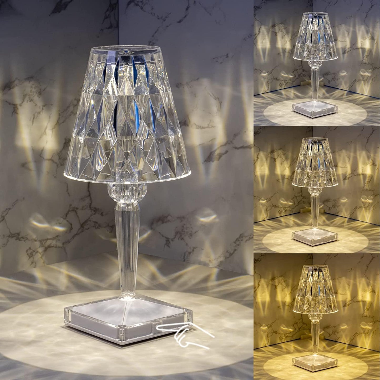 LED Kristal Tafellamp – Draadloze Touch Lamp met Diamant Design & Sfeerverlichting